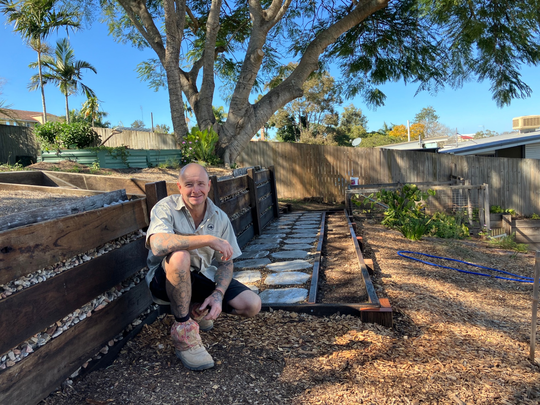 James working in a native garden